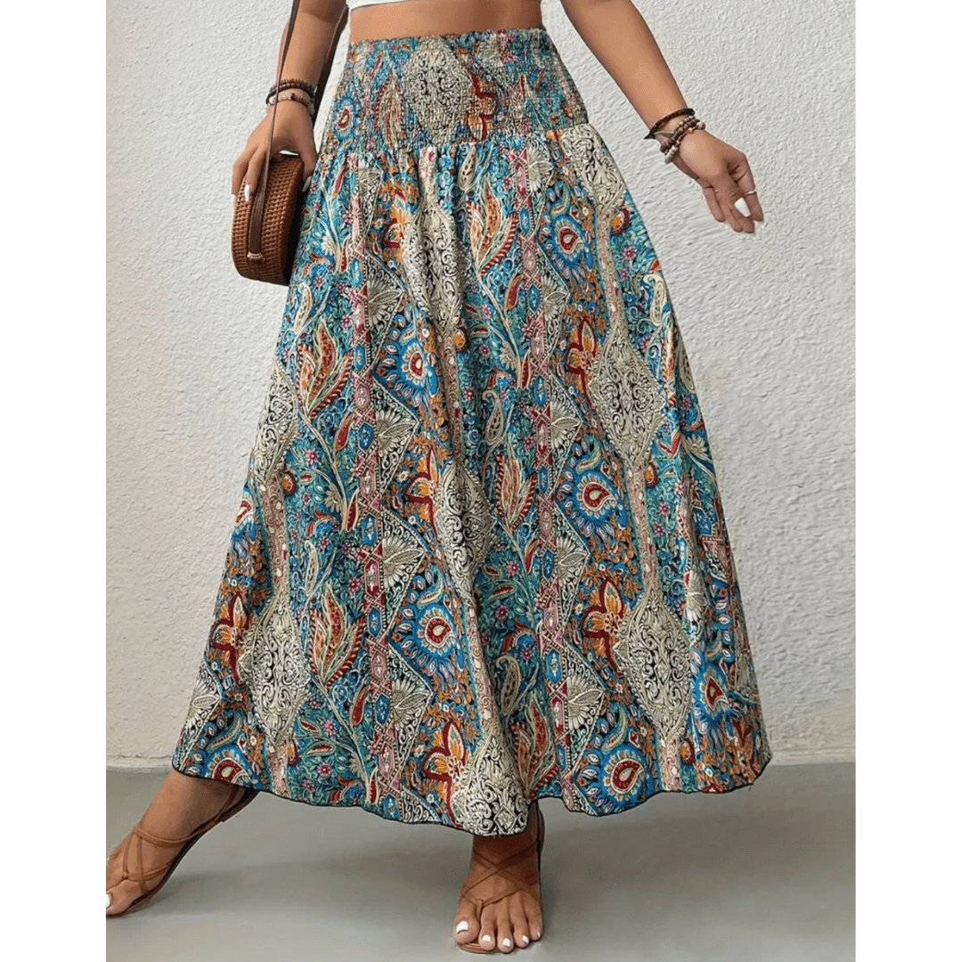 Annelie™ | Boheme Farverig Maxi Nederdel